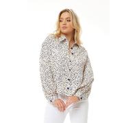 Liquorish Women's Heart Print Shirt in Cream in White | Size: 10 Liquorish White 10