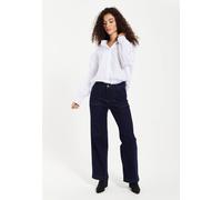 Liquorish High-Waisted Dark Navy Wide-Leg Jeans Navy 8