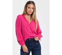 Liquorish Women's Hot Pink Linen Blend Relaxed Shirt | Size: 12 Liquorish Pink 12