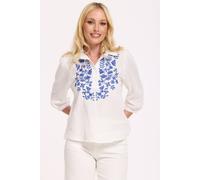 Liquorish Indigo Embroidered Cotton Blouse In White White
