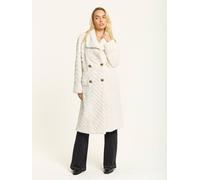 Liquorish Ivory Faux Fur Longline Coat In White White
