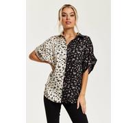 Liquorish Women's Khaki Animal Print Shirt With Short Sleeves | Size: 10 Liquorish Multicolor 10