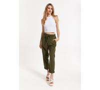 Liquorish Khaki Jogger Pants With Drawstring Waist Khaki One Size