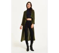Liquorish Khaki Waterfall Duster Coat Khaki