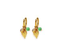 Liquorish Leaf Charm Gold Huggie Earrings Gold
