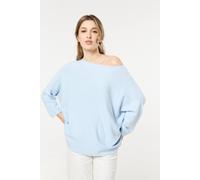 Liquorish Women's Light Blue Off-Shoulder Relaxed Knit Jumper Liquorish Light Blue One Size