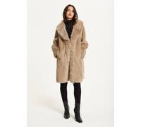 Liquorish Long Faux Fur Coat In Camel Camel One Size