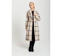 Liquorish Longline Check Coat In White White