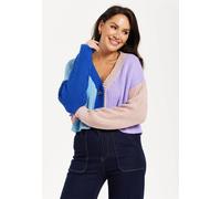 Liquorish Women's Midi Houndstooth Pattern Cardigan In Blue & Cream Liquorish Multicolor One Size