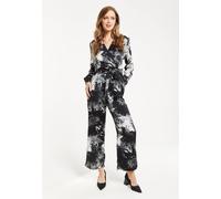 Liquorish Mono Abstract Print Jumpsuit Long Sleeve Multi 18