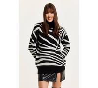 Liquorish Mono Zebra High Neck Jumper Multi