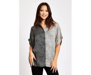 Liquorish Monochrome Polka Dot Print Shirt With Short Sleeves Multi