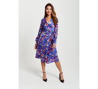 Liquorish Multicolour Abstract Dot Print Midi Wrap Dress In Blue Blue
