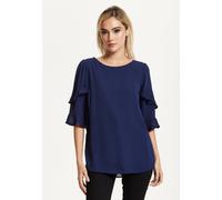 Liquorish Navy Ruffle Sleeve Blouse Navy