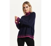 Liquorish Neon Trim Wool Blend Jumper - Navy Navy One Size