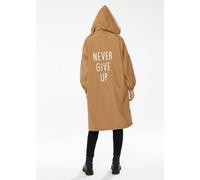 Liquorish Never Give Up Parka In Camel In Cream Cream One Size
