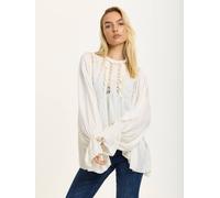 Liquorish Off-White Boho Lace Detail Blouse White