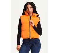 Liquorish Orange Puffer Gilet Vest Orange One Size
