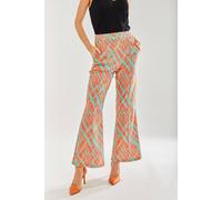Liquorish Women's Orange Scribble Flare Trousers | Size: 12 Liquorish Orange 12