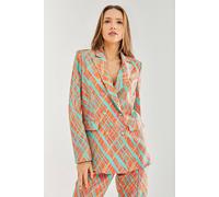 Liquorish Women's Orange Scribble Print Blazer | Size: 10 Liquorish Orange 10