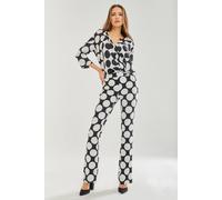 Liquorish Oversized Spot Wrap Blouse Multi