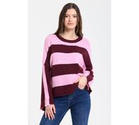 Liquorish Women's Pink Burgundy Stripe Wool Blend Jumper Liquorish Burgundy One Size