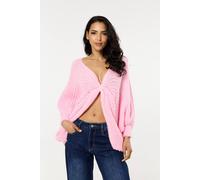 Liquorish Pink Knot Front Wool Blend Oversized Knit Sweater Pink