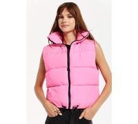 Liquorish Pink Puffer Vest With Drawstring Hem Pink One Size