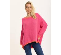 Liquorish Pink Wool Blend Jumper Orange Trim Pink One Size