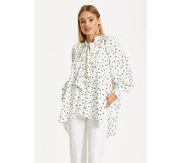 Liquorish Polka Dot Ruffle High-Low Blouse In White White