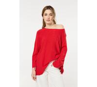 Liquorish Women's Red Off-Shoulder Relaxed Knit Jumper Liquorish Red One Size