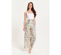 Liquorish Shiny Print Wide Leg Trousers Multi 12