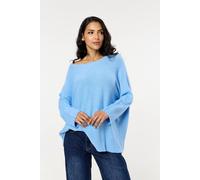 Liquorish Women's Sky Blue Off-Shoulder Relaxed Knit Jumper Liquorish Blue One Size