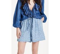 Liquorish Skyline Animal Jacquard Shorts In Blue Blue