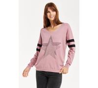 Liquorish Women's Sparkly Star Pink Long Sleeve Jumper | Size: Large Liquorish Pink L