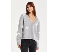 Liquorish Women's Star Pattern Cardigan In Grey & White | Size: Medium Liquorish Grey M