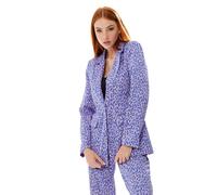 Liquorish Women's Stroke Print Blazer in Purple | Size: 12 Liquorish Purple 12