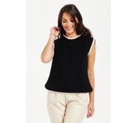 Liquorish Super Soft Sleeveless Ribbed Knit Sweater Vest - Black&white Black