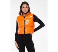 Liquorish Women's Wet Look Gilet in Orange | Size: Large Liquorish Orange L