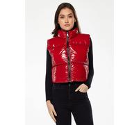 Liquorish Women's Wet Look Gilet in Red | Size: Medium Liquorish Red M