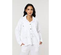 Liquorish White Broderie Anglaise Denim Shirt White