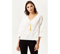 Liquorish Women's White Embroidered Oversized Top | Size: 16 Liquorish White 16