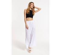 Liquorish White Embroidered Wide Leg Trousers White One Size
