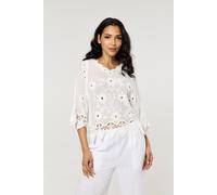Liquorish Women's White Floral Lace Cotton Boho Blouse Liquorish White One Size