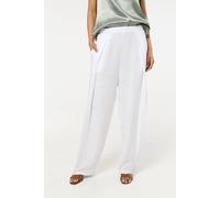 Liquorish White Linen Wide Leg Trousers White