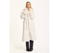 Liquorish White Longline Faux Fur Coat White M/L