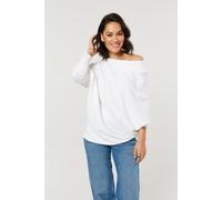 Liquorish White Off Shoulder Batwing Knit Jumper White