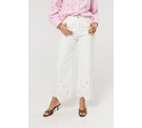 Liquorish White Scalloped Broderie Cropped Trousers White