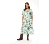 Liquorish Women's A Line Midi Dress in Green Polka Dot in White | Size: 14 Liquorish White 14