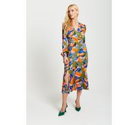 Liquorish Women's Abstract Leaf Print Midi Dress In Olive | Size: 12 Liquorish Multicolor 12